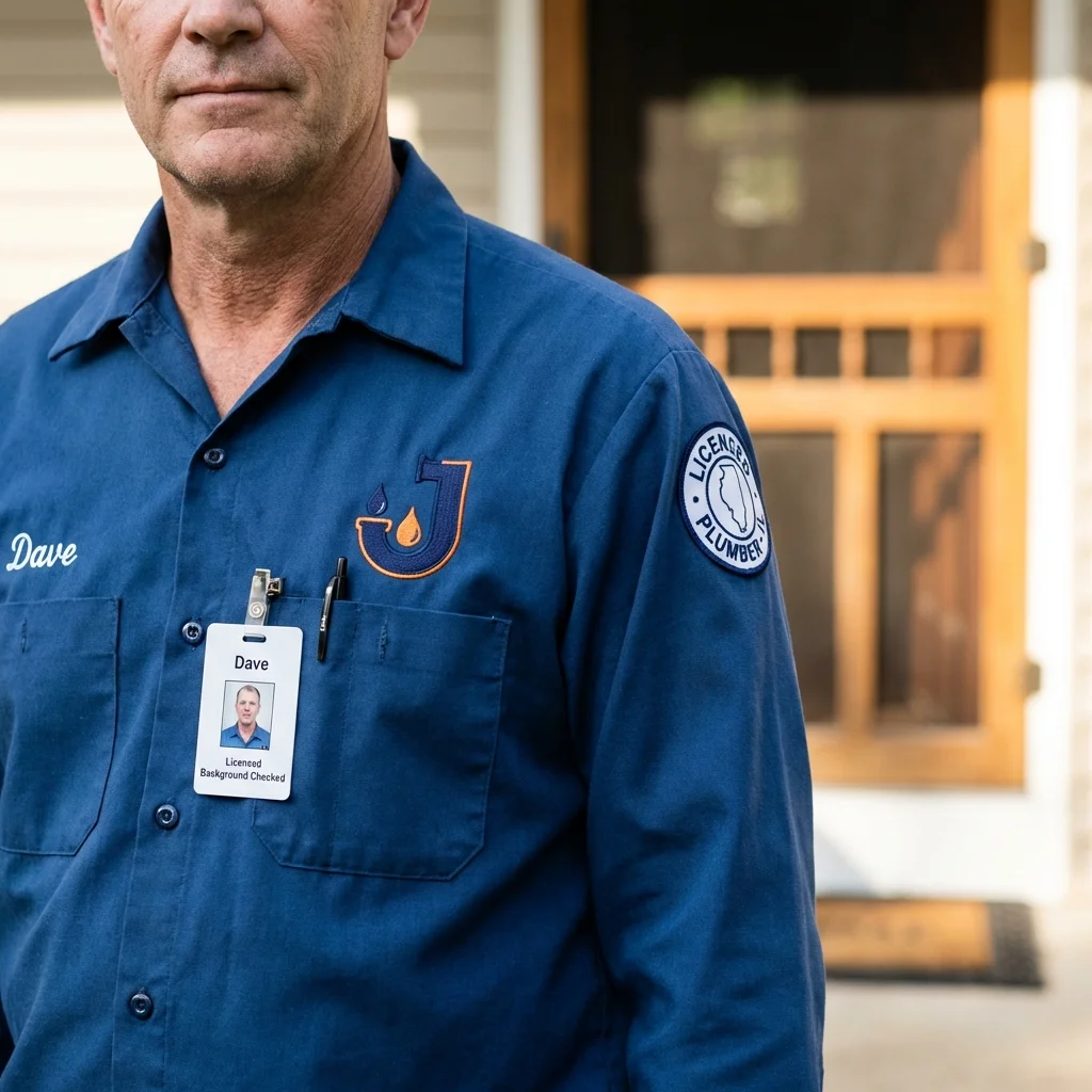 Licensed plumber showing ID badge in Chester, SC