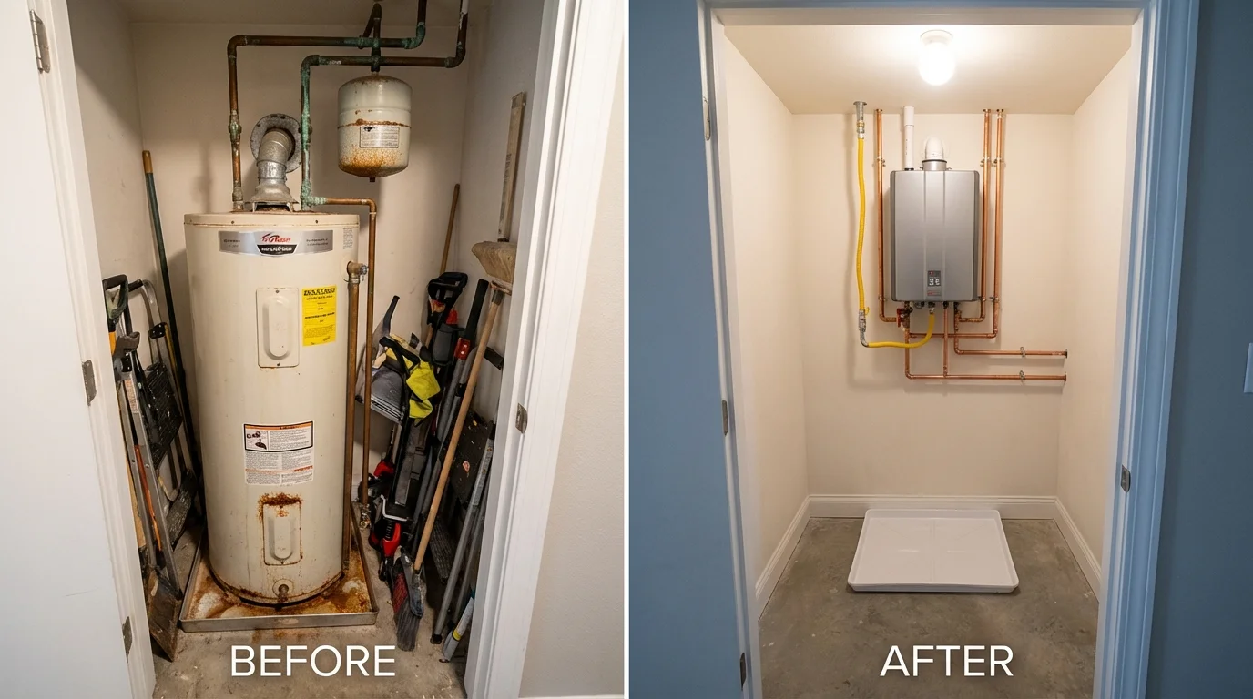 Tank water heater versus wall-mounted tankless unit comparison for Chester, SC homeowners