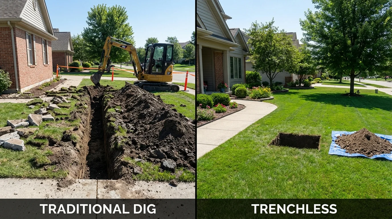 Trenchless sewer repair with minimal yard damage versus traditional excavation in Chester, SC